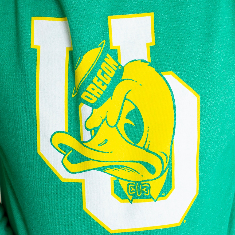 Interlocking UO, Green, Hoodie, Tri-blend, Men, Unisex, Homefield Vintage, Duck Head, Outline Print, Pullover, Sweatshirt, 751002